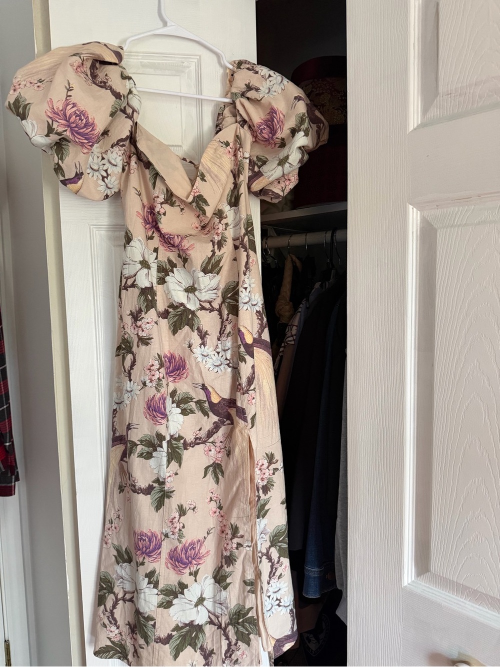 NWT H&M Floral Puff-Sleeve Wrap Dress in Blush